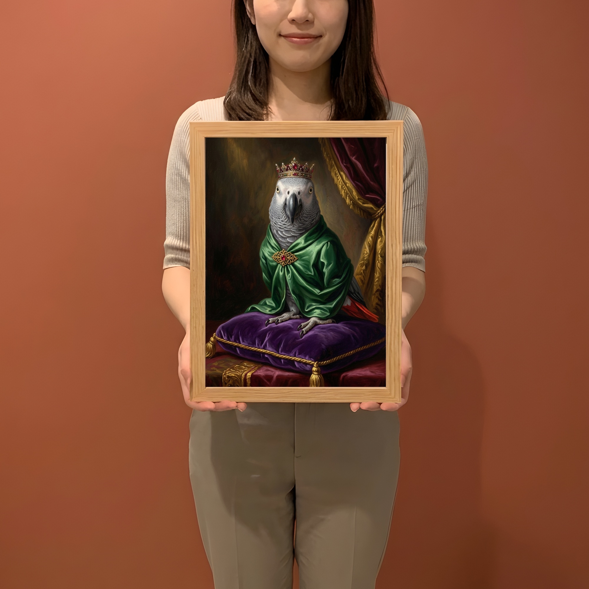 ヨウムのルネサンス肖像画額装プリント（A4サイズ）（2枚目）