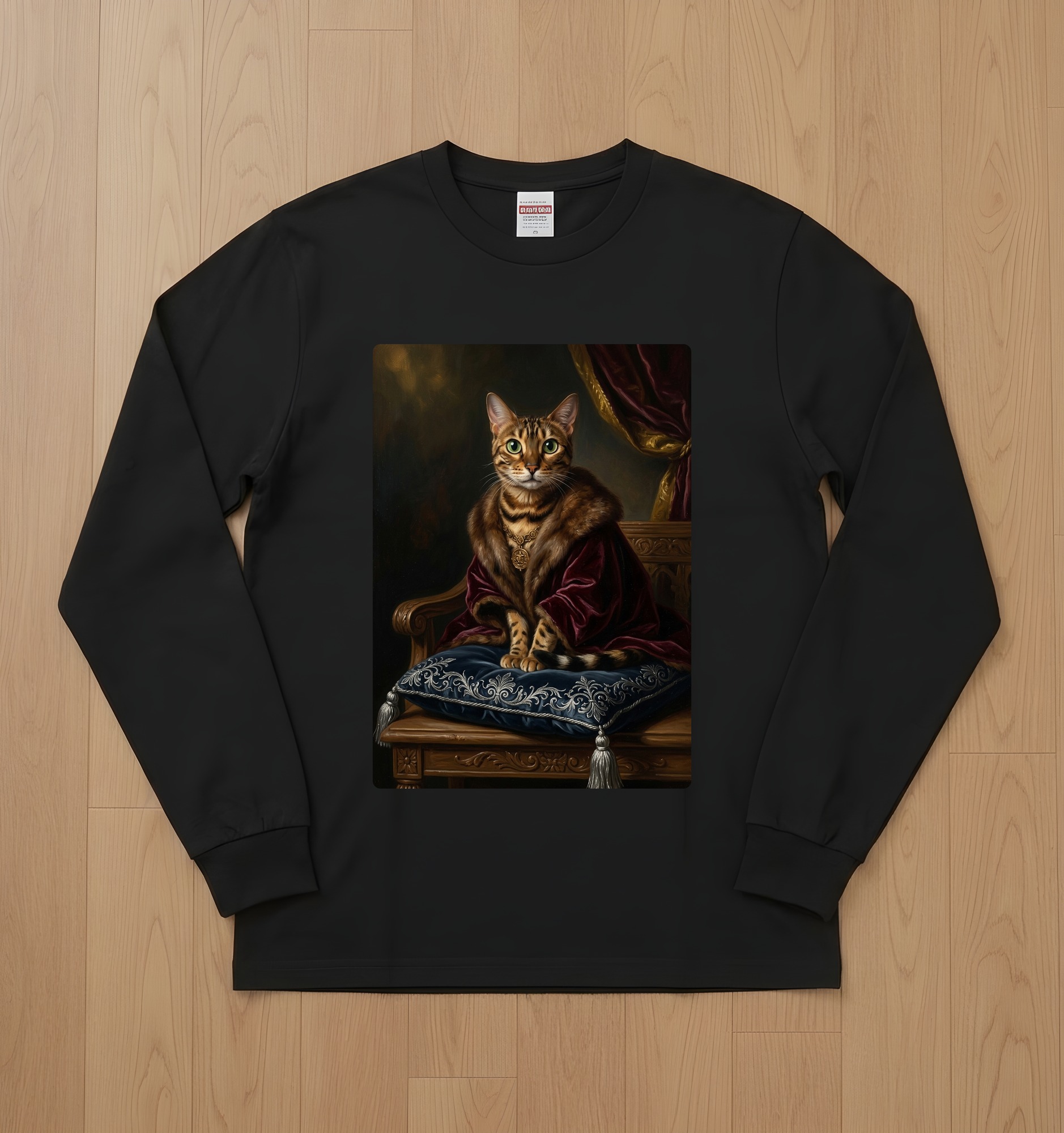 ベンガルのルネサンス肖像画長袖Tシャツ(ブラック)