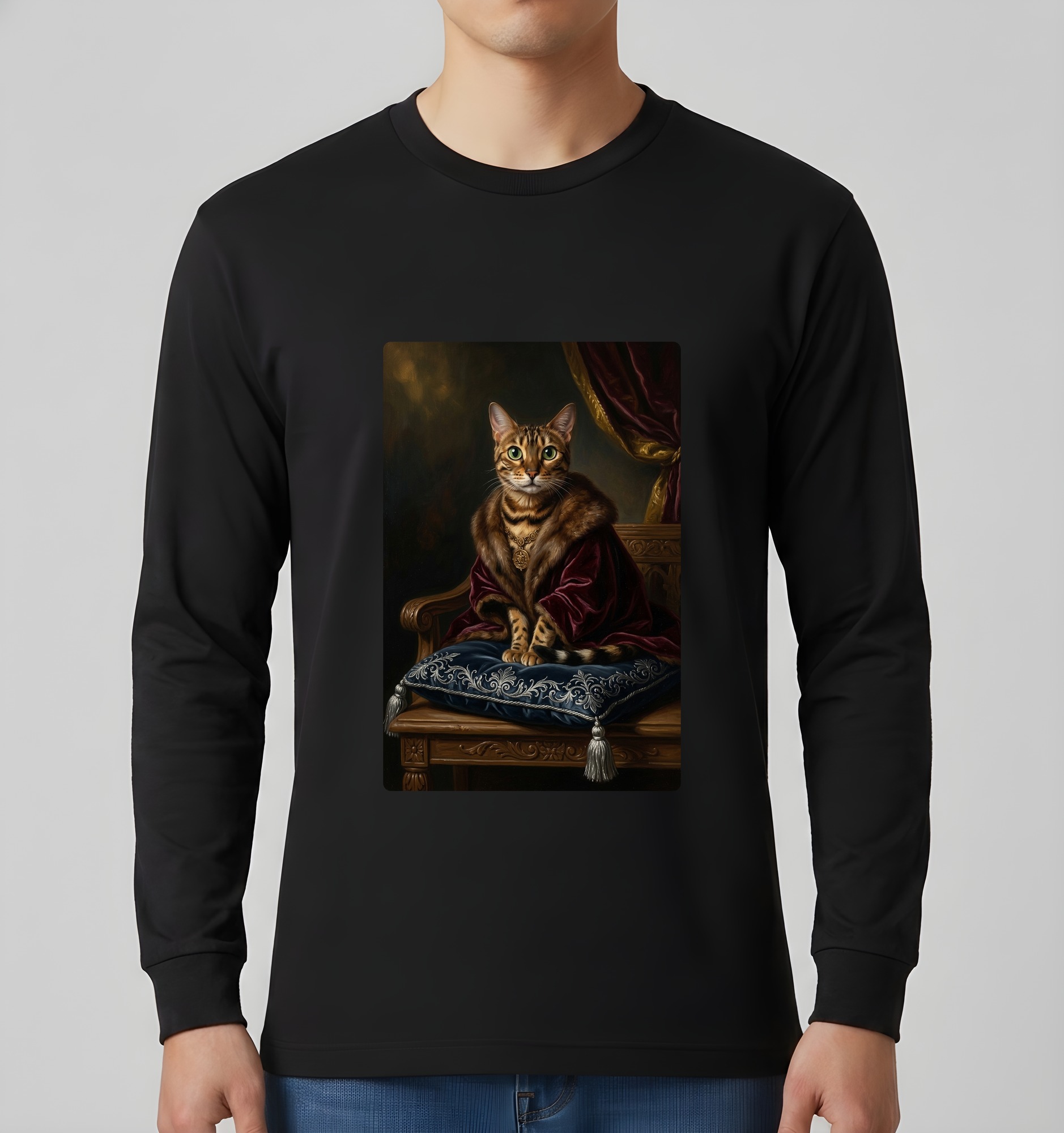 ベンガルのルネサンス肖像画長袖Tシャツ(ブラック)(3枚目)