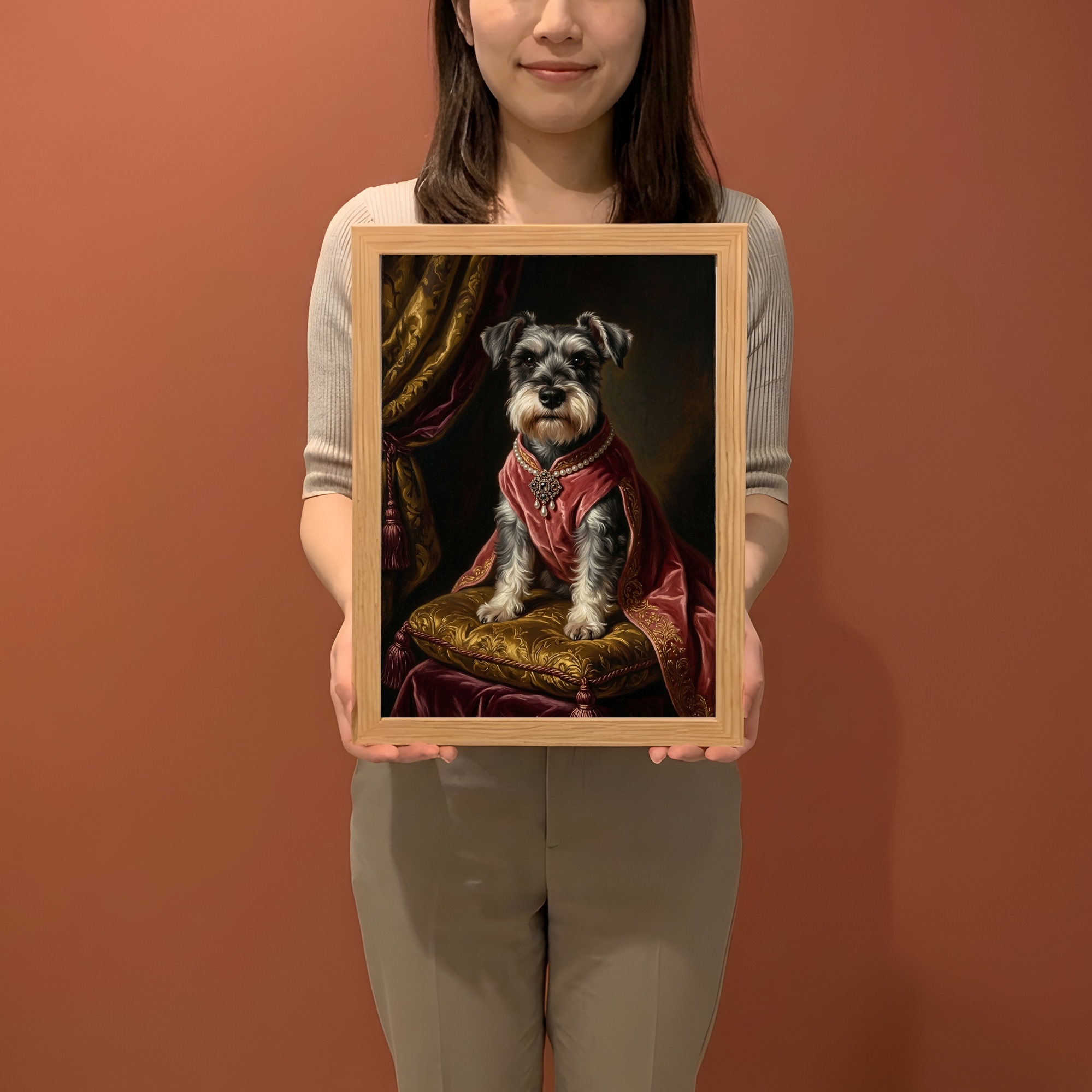 ミニチュアシュナウザーのルネサンス肖像画額装プリント(A4サイズ)(2枚目)