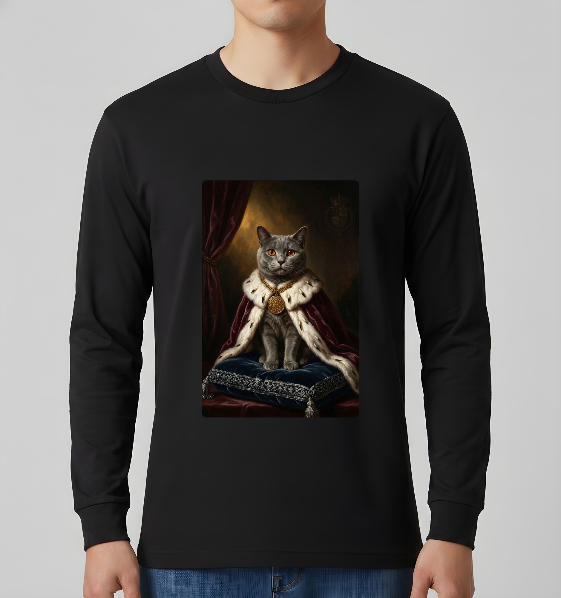 シャルトリューのルネサンス肖像画長袖Tシャツ(ブラック)(3枚目)