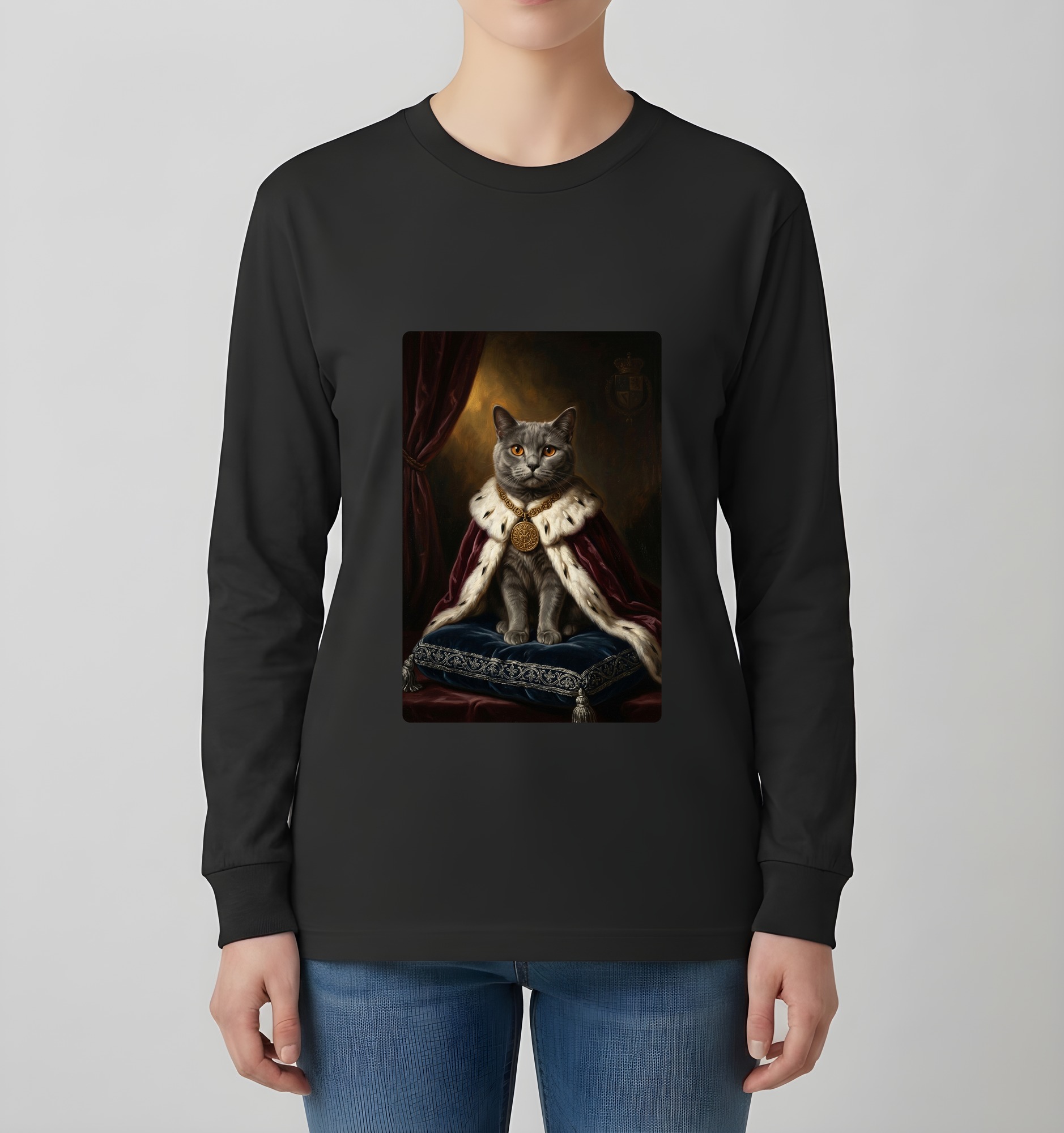 シャルトリューのルネサンス肖像画長袖Tシャツ(ブラック)(4枚目)
