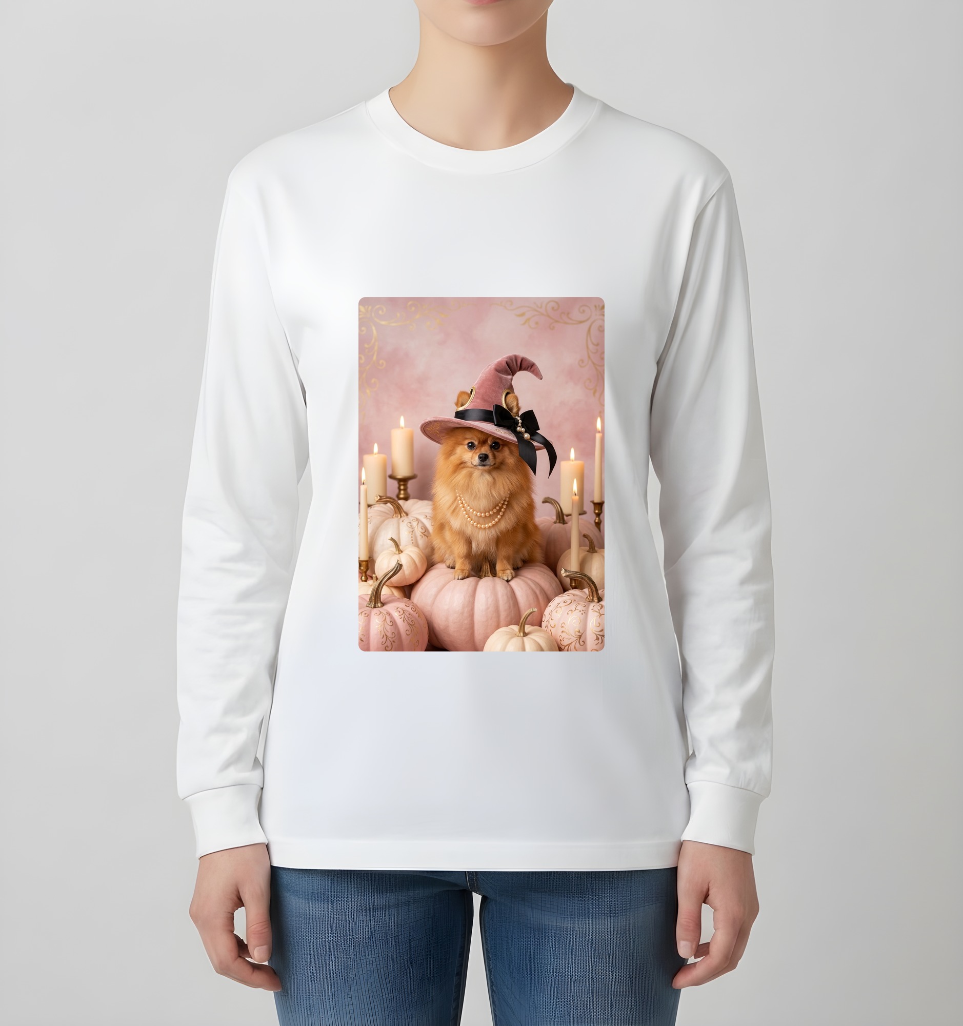 ポメラニアンの長袖Tシャツ 4枚目