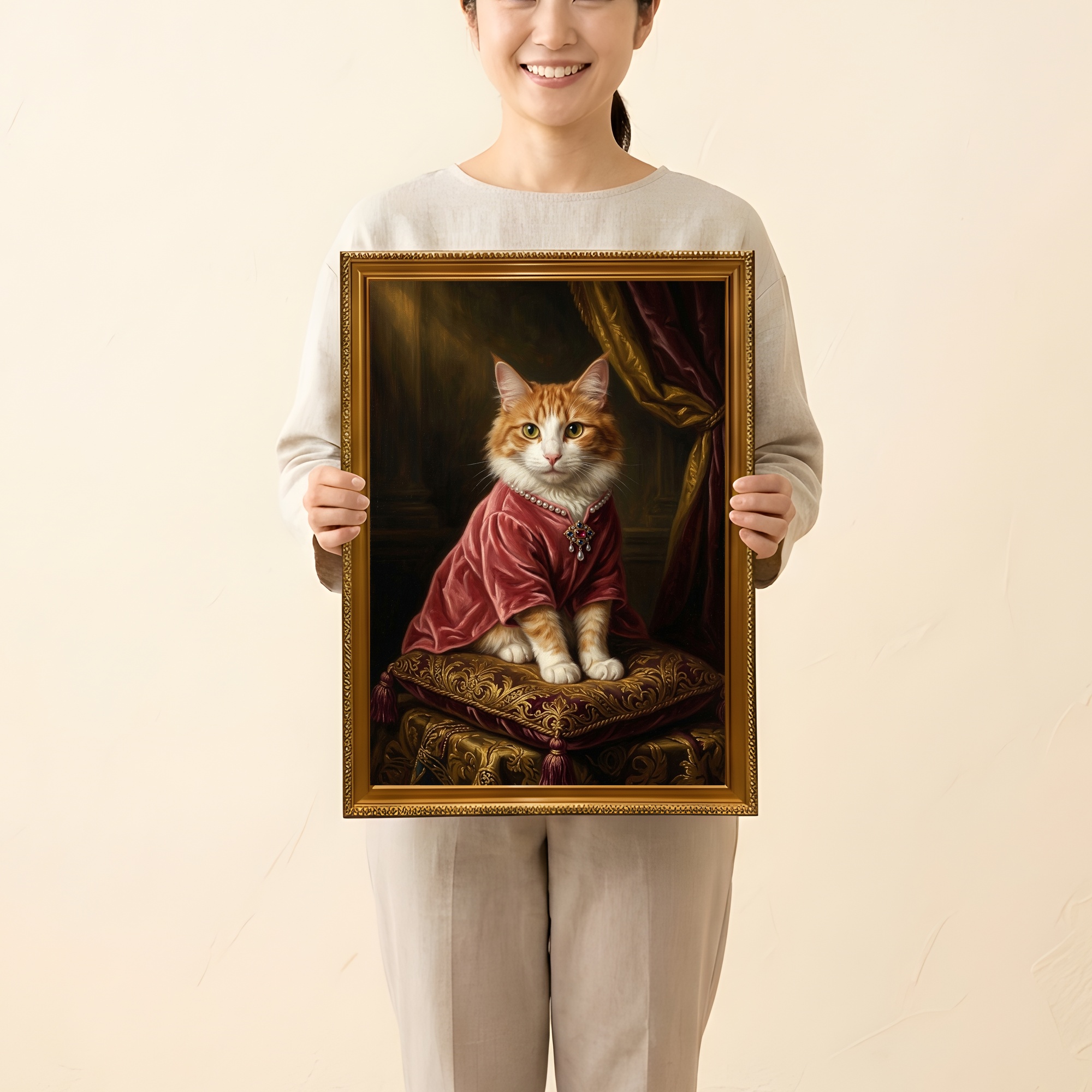 メインクーンのルネサンス肖像画額装プリント（A3サイズ）（2枚目）