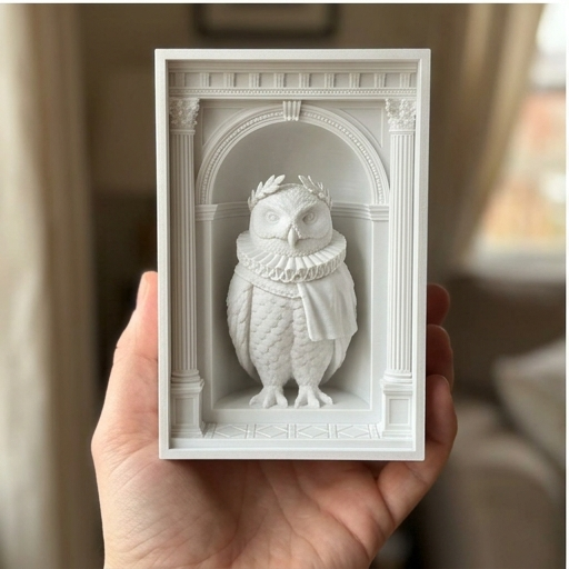シロフクロウのルネサンス肖像画ブックヌーク(3枚目)