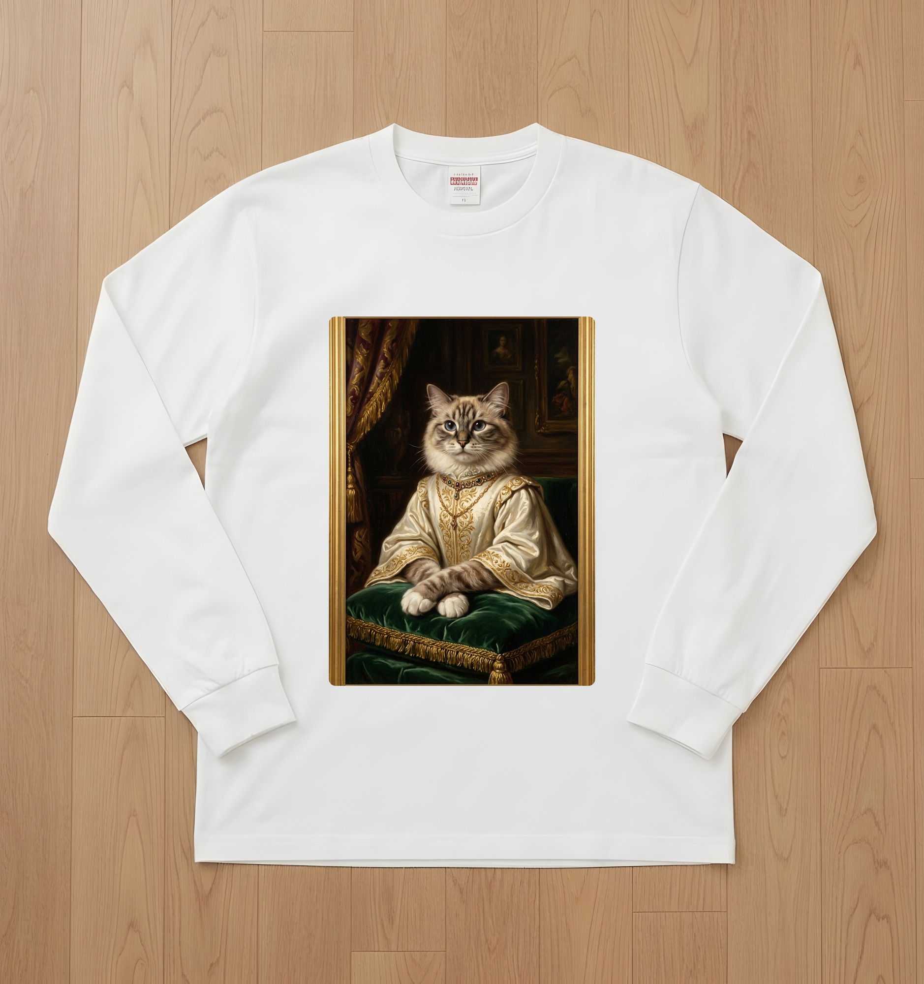 ラグドールのルネサンス肖像画長袖Tシャツ(ホワイト)
